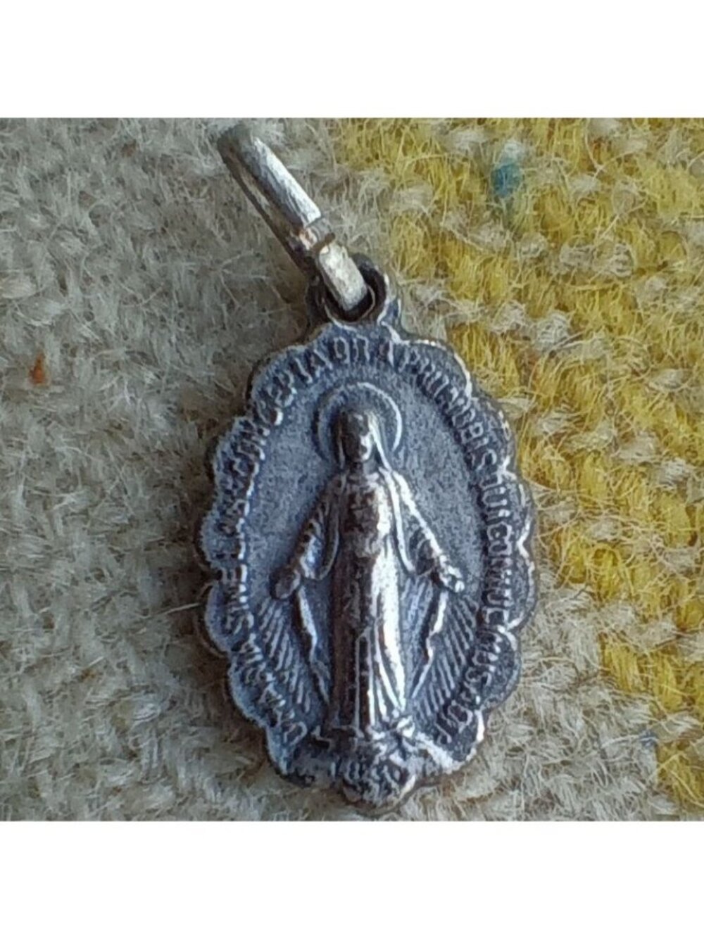 Vintage Cathlic Virgin Mary Religious Pendant Charm 6/8"
